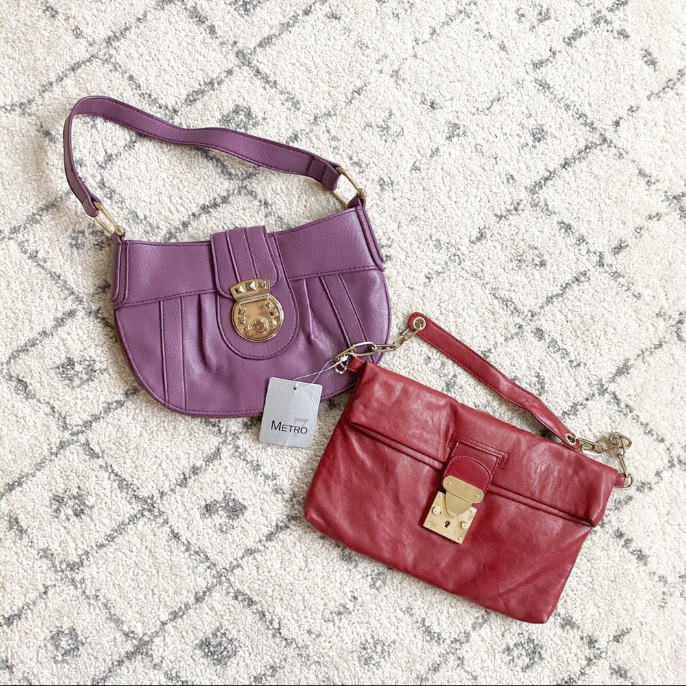 Red and purple purses